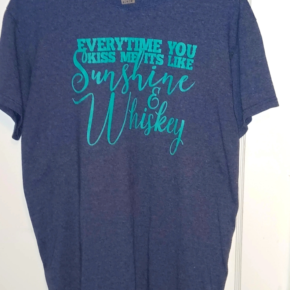 Blue Graphic Tee with Green Print